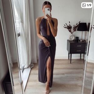 Zara Purple & Gold Halter Maxi Dress